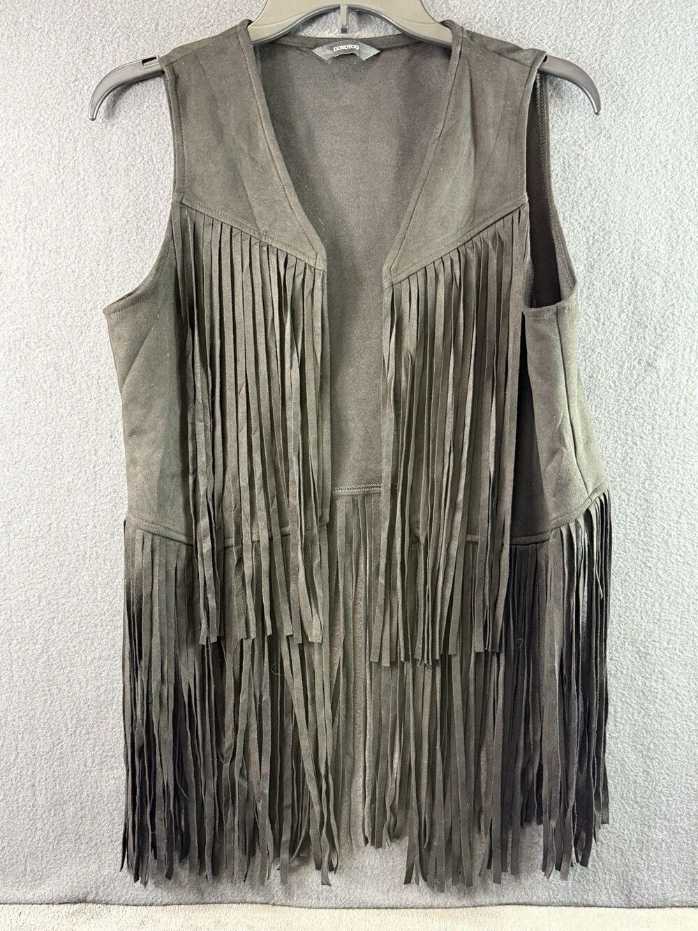 Dokotoo Black Faux Suede Fringe Vest Boho Western Cowgirl Eras Concert Outfit S